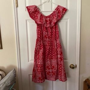 Women’s red calico dress